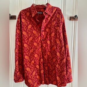 Vibrant Paisley Button Down Shirt in Red and Orange